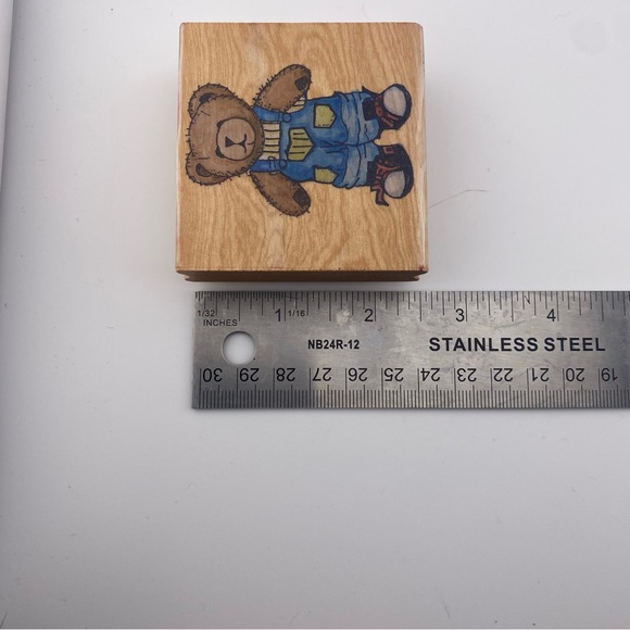 Lot of 3 Teddy Bear Wood Mounted Stamps - Picture 8 of 9